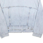 H&M Womens Light Blue Denim Jacket L Cotton Blend Button Plain Casual Outerwear