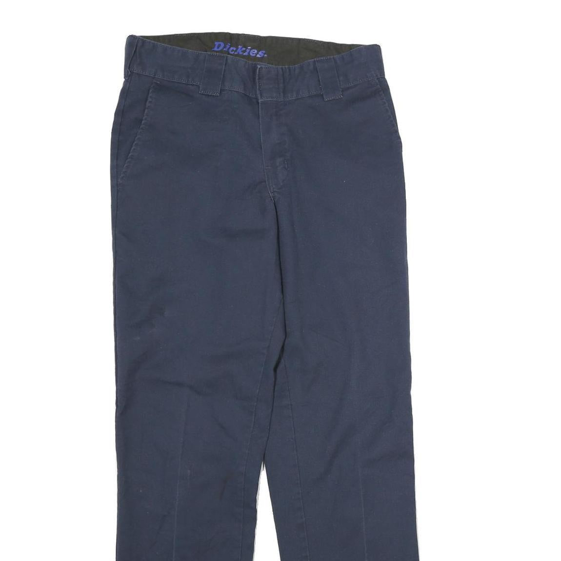 DICKIES Mens Cotton Navy Regular Fit Straight Trousers W28 L31 Workwear Zip
