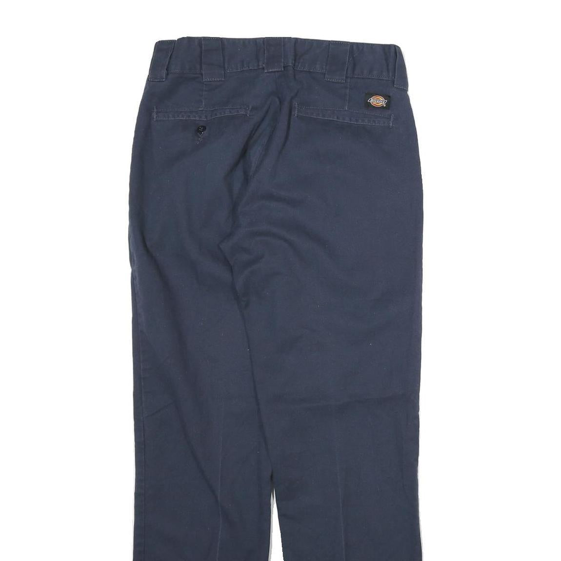 DICKIES Mens Cotton Navy Regular Fit Straight Trousers W28 L31 Workwear Zip