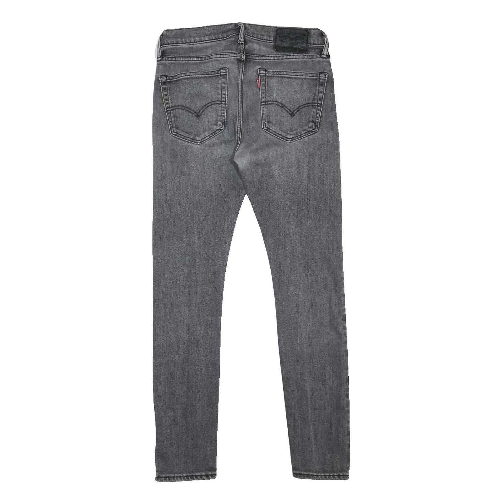 LEVI'S 519 Mens Slim Grey Denim Raw Jeans W30 L30 Button Closure Skinny Fit