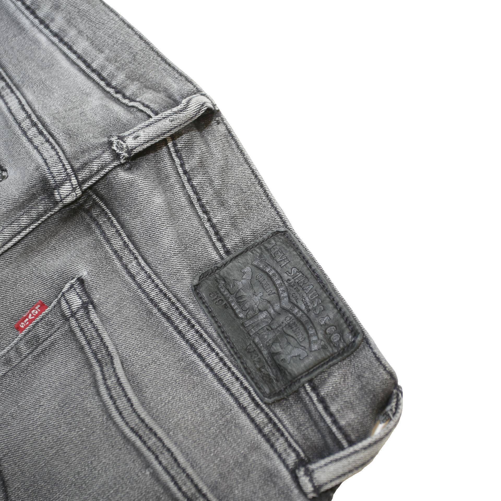 LEVI'S 519 Mens Slim Grey Denim Raw Jeans W30 L30 Button Closure Skinny Fit