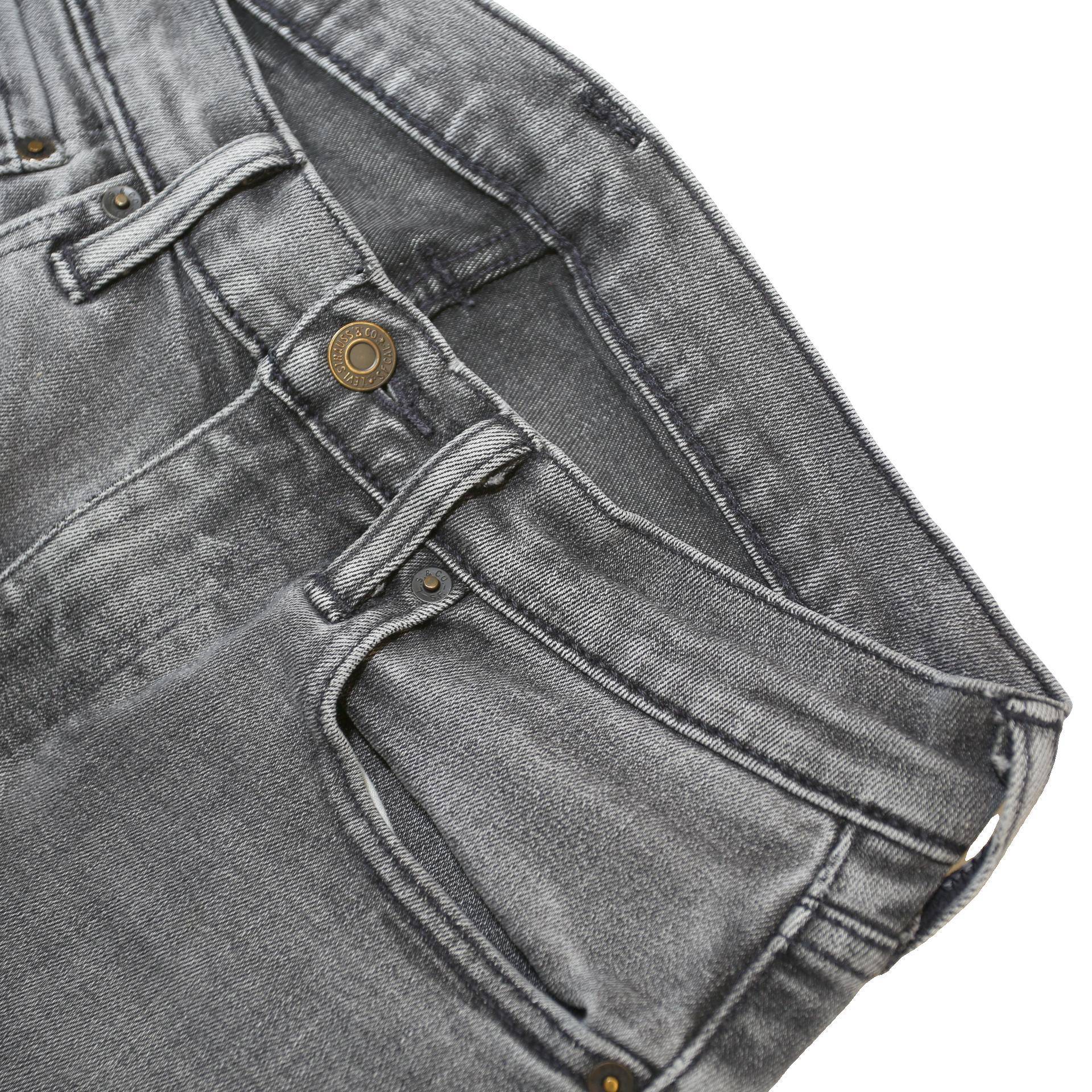 LEVI'S 519 Mens Slim Grey Denim Raw Jeans W30 L30 Button Closure Skinny Fit