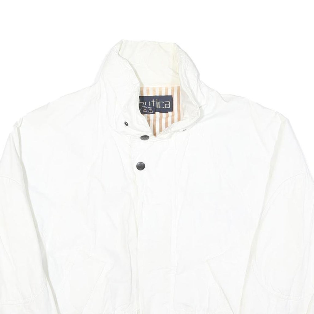 NAUTICA Mens White Cotton Blend Jacket M Plain Zip Casual Lightweight