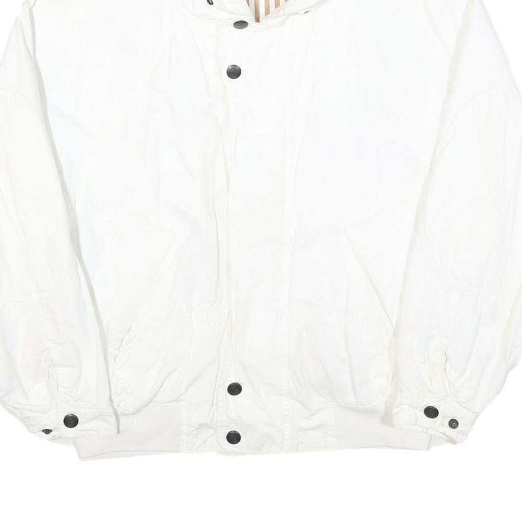NAUTICA Mens White Cotton Blend Jacket M Plain Zip Casual Lightweight