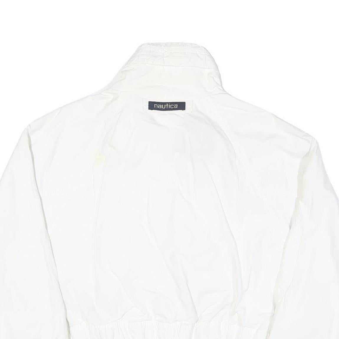 NAUTICA Mens White Cotton Blend Jacket M Plain Zip Casual Lightweight
