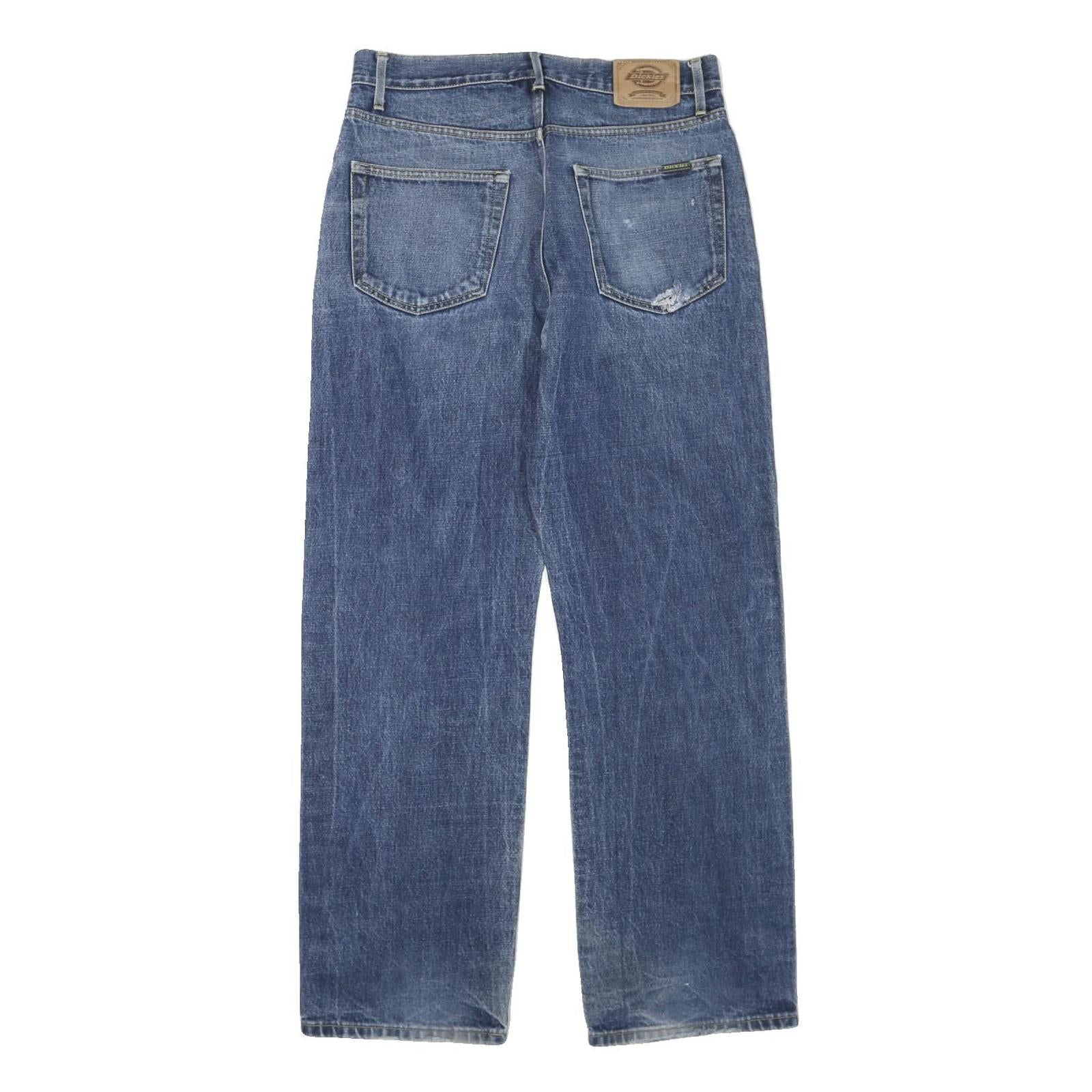 DICKIES Mens Jeans Blue Regular Straight Denim Medium W32 L32 Classic Zip