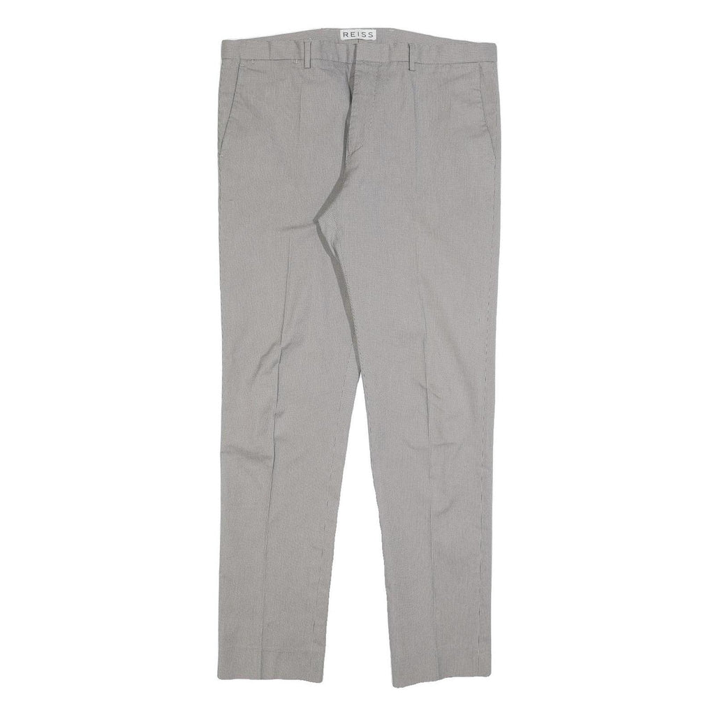 REISS Womens Slim Grey Cotton Blend Slim Straight Trousers W36 L32