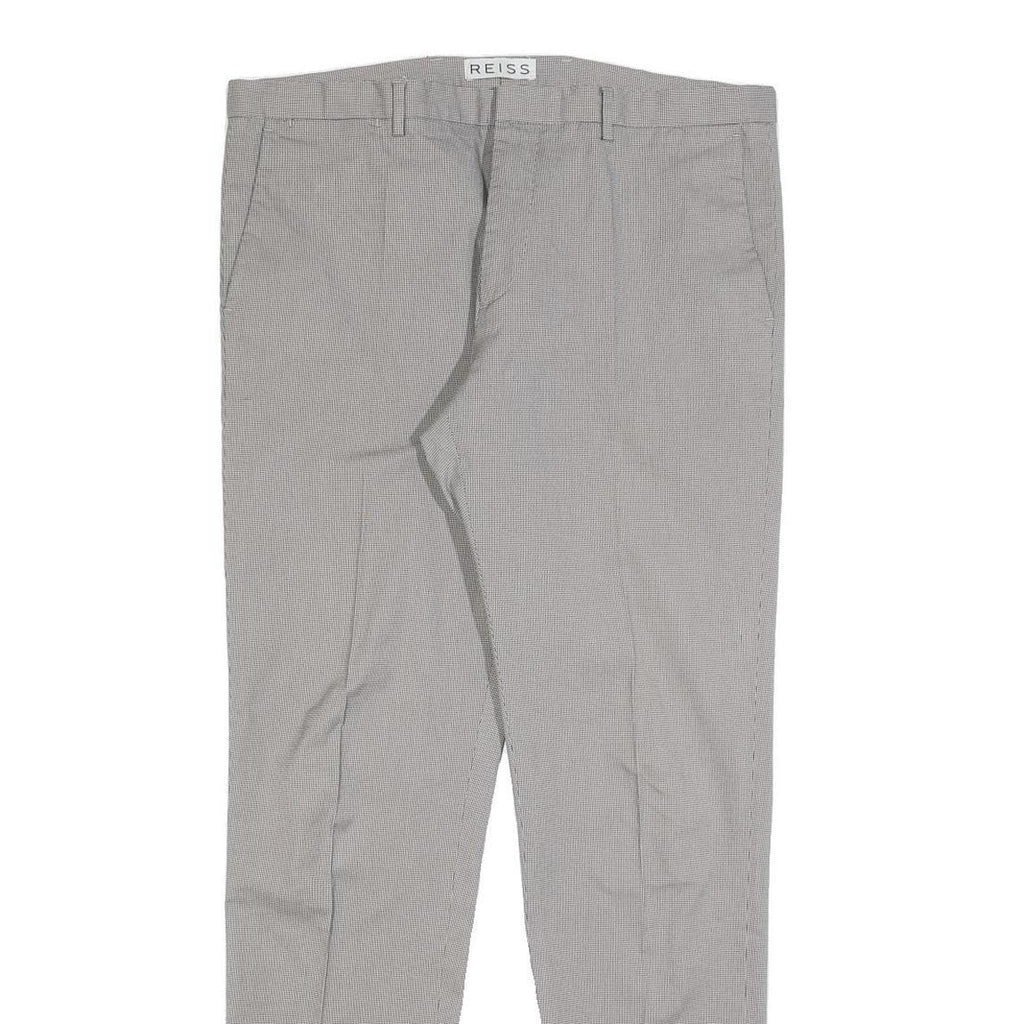 REISS Womens Slim Grey Cotton Blend Slim Straight Trousers W36 L32