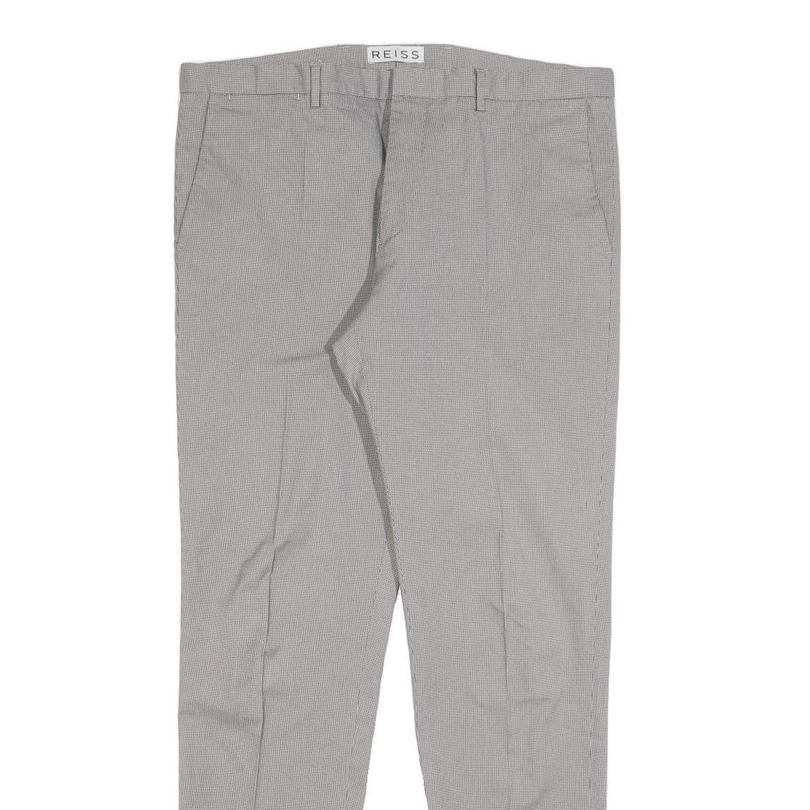 REISS Womens Slim Grey Cotton Blend Slim Straight Trousers W36 L32
