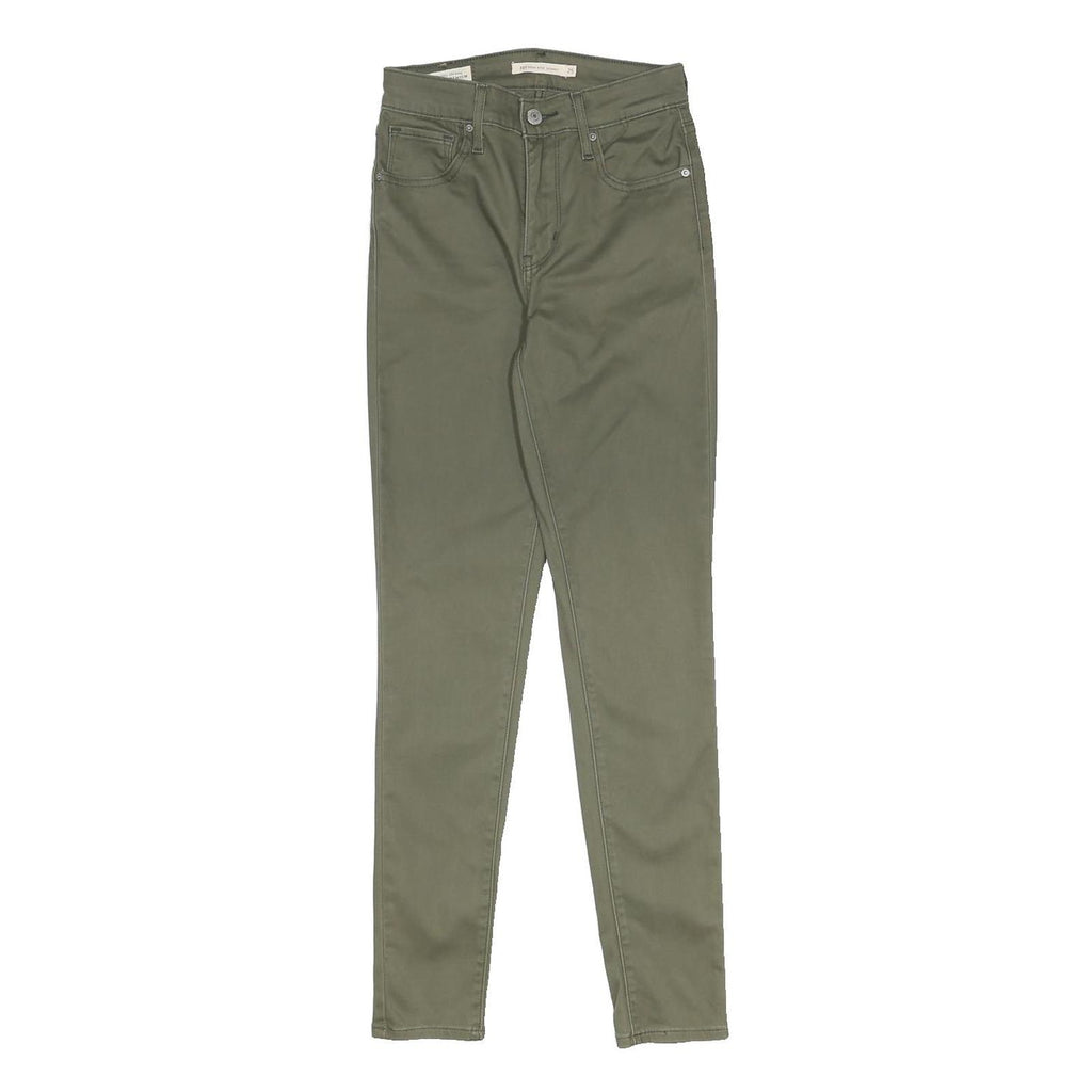 LEVI'S Womens Slim Fit Green Cotton Blend Slim Leg Trousers W25 L28 Stretch