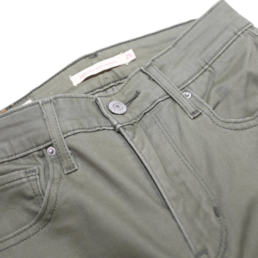 LEVI'S Womens Slim Fit Green Cotton Blend Slim Leg Trousers W25 L28 Stretch
