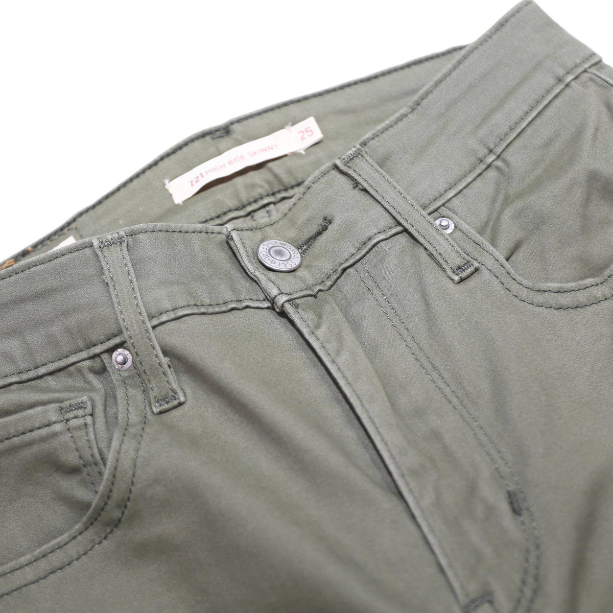 LEVI'S Womens Slim Fit Green Cotton Blend Slim Leg Trousers W25 L28 Stretch