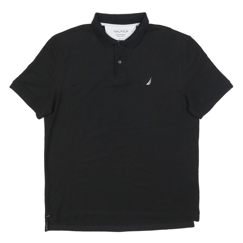 NAUTICA Mens Black Cotton Blend Polo Shirt XL Short Sleeve Plain Classic