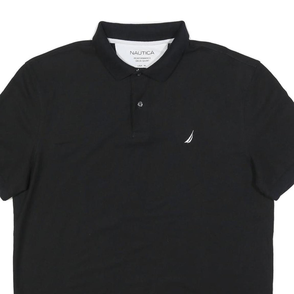NAUTICA Mens Black Cotton Blend Polo Shirt XL Short Sleeve Plain Classic