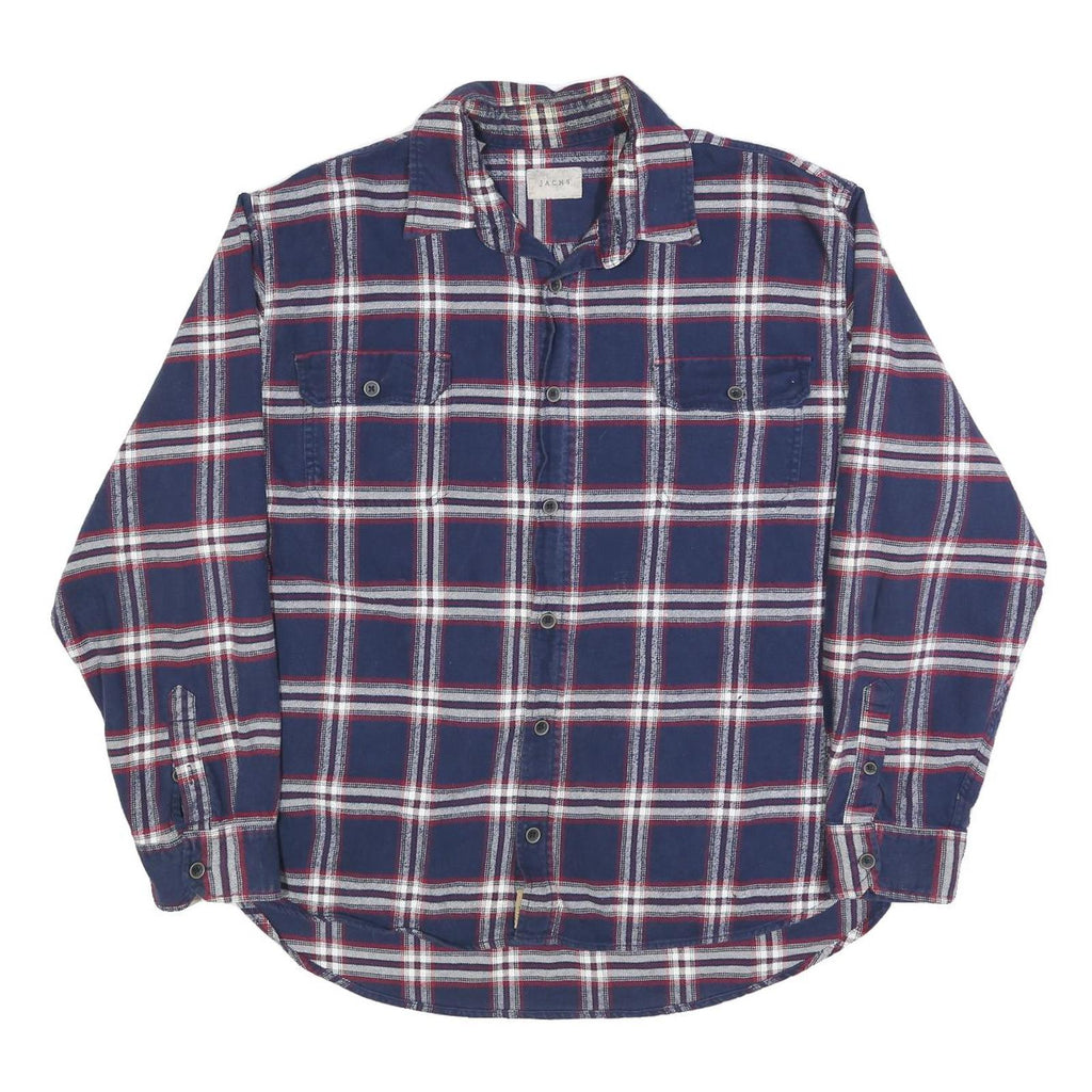 JACHS Mens Blue & Red Plaid Shirt 2XL Cotton Blend Long Sleeve Casual
