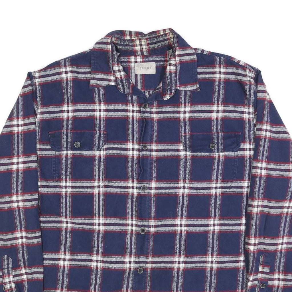 JACHS Mens Blue & Red Plaid Shirt 2XL Cotton Blend Long Sleeve Casual