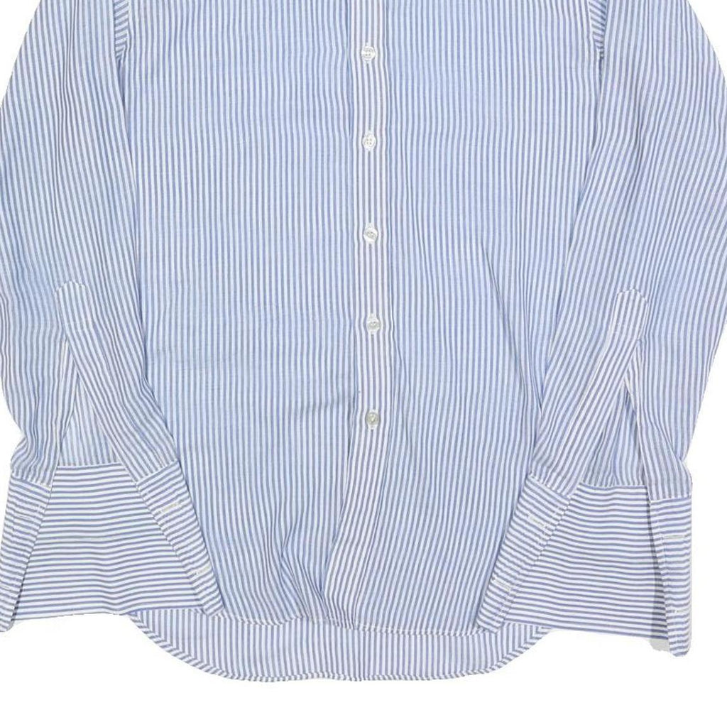 SHANGHAI Mens Blue & White Stripe Shirt S Classic Cotton Blend Long Sleeve
