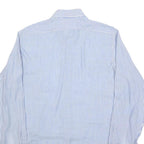 SHANGHAI Mens Blue & White Stripe Shirt S Classic Cotton Blend Long Sleeve