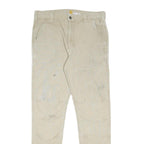 CARHARTT Mens Beige Cotton Blend Slim Straight Leg Trousers W32 L32 Workwear