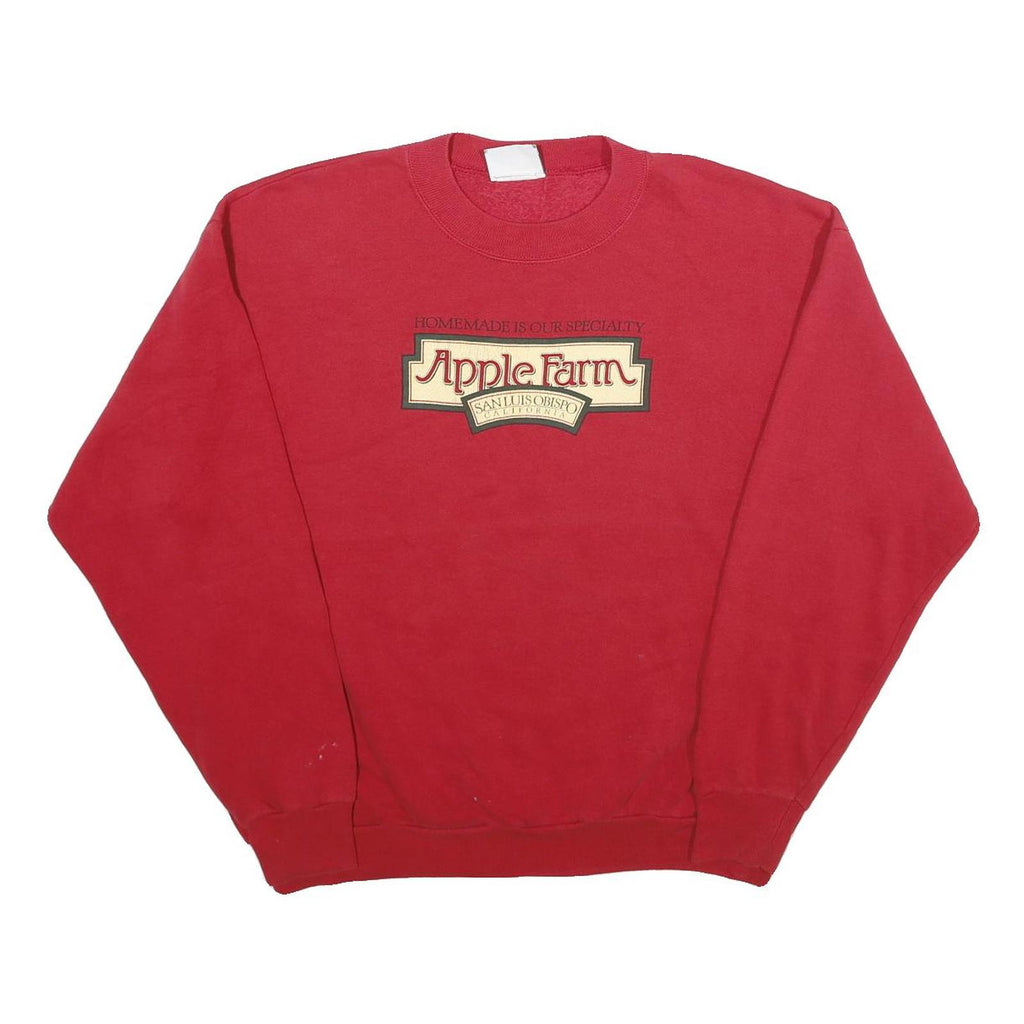 LEE Mens Red Apple Farm Cotton Blend Crew Neck L Sweatshirt Pullover Casual