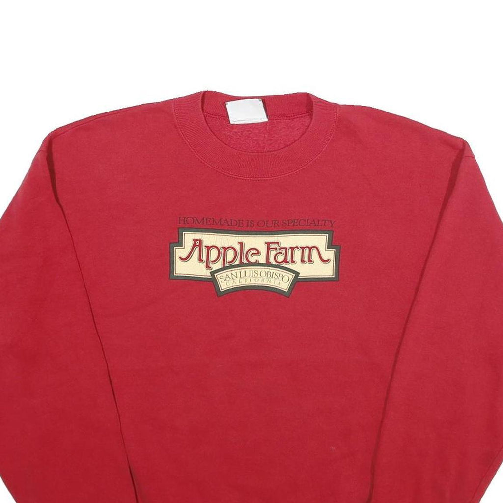 LEE Mens Red Apple Farm Cotton Blend Crew Neck L Sweatshirt Pullover Casual