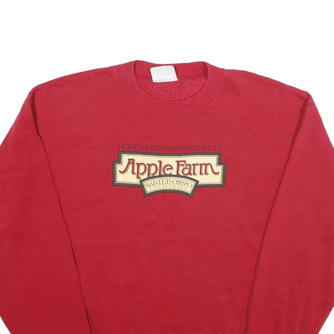 LEE Mens Red Apple Farm Cotton Blend Crew Neck L Sweatshirt Pullover Casual