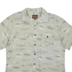 NORTHWEST TERRITORY Mens Beige & Brown Cotton Blend Short Sleeve Shirt L Casual