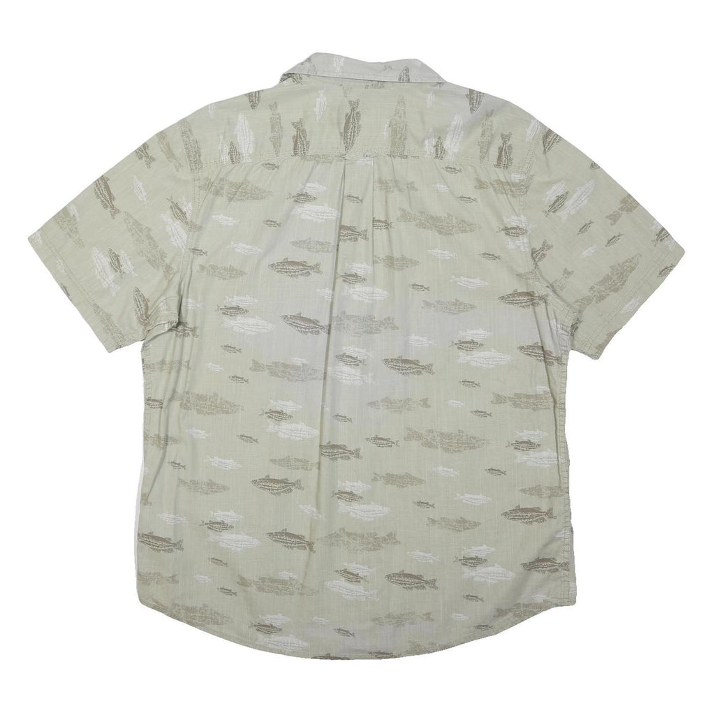 NORTHWEST TERRITORY Mens Beige & Brown Cotton Blend Short Sleeve Shirt L Casual