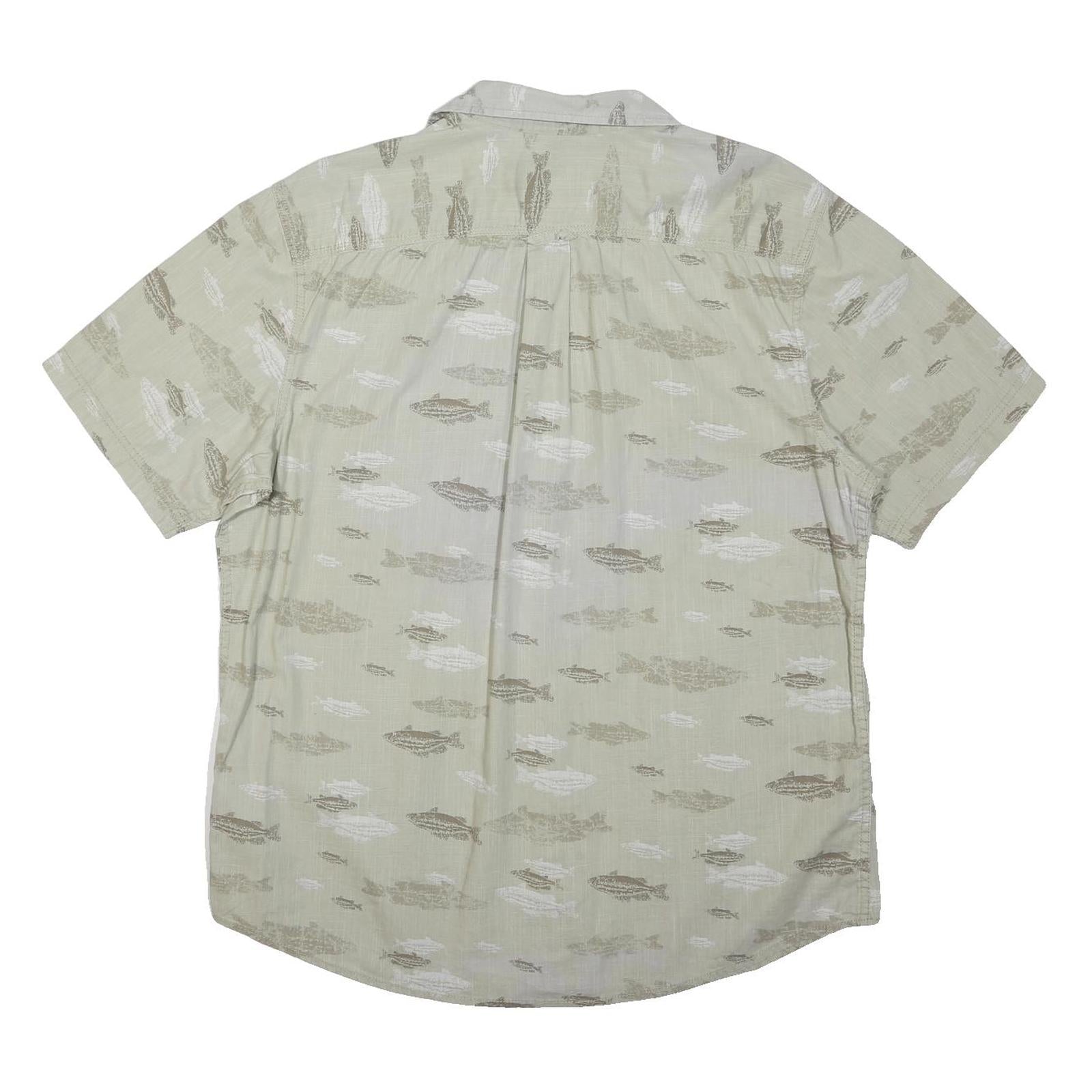 NORTHWEST TERRITORY Mens Beige & Brown Cotton Blend Short Sleeve Shirt L Casual