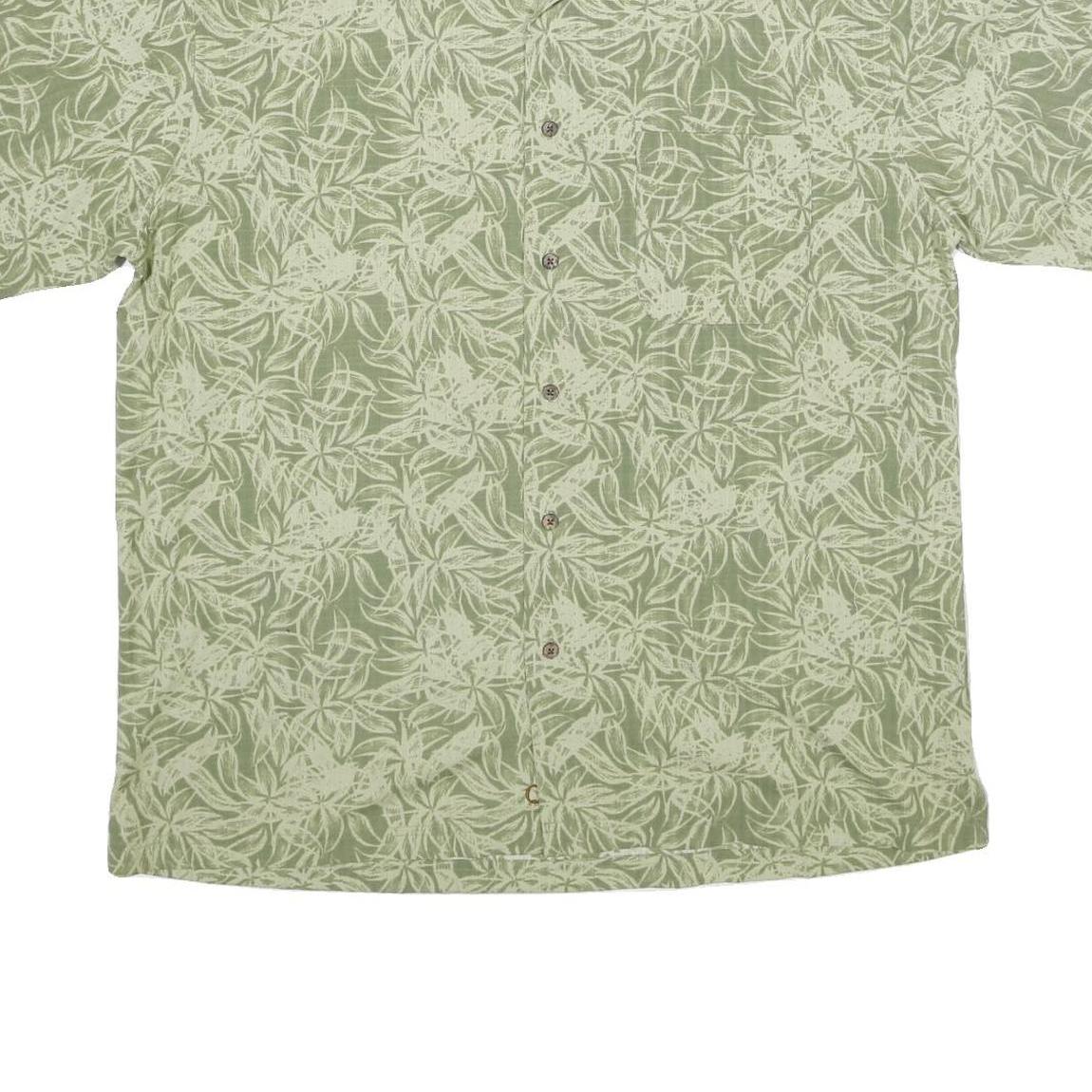 HAGGAR Mens Green Printed Shirt XL Casual Summer Button Front Tropical