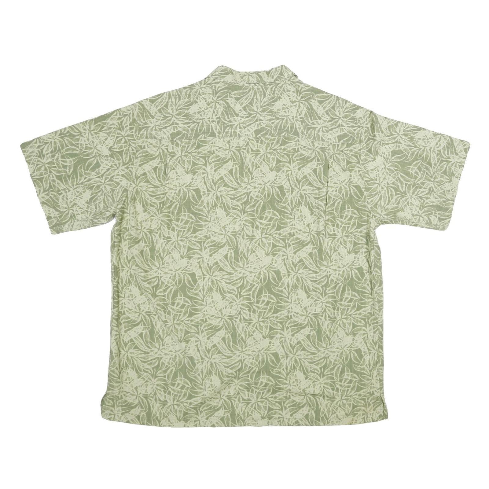 HAGGAR Mens Green Printed Shirt XL Casual Summer Button Front Tropical