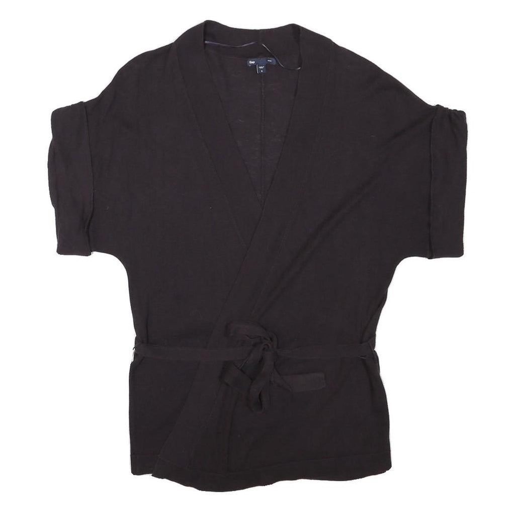 GAP Womens Black Plain Cotton Blend Wrap Jumper S Knitwear Lightweight Stylish