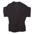 GAP Womens Black Plain Cotton Blend Wrap Jumper S Knitwear Lightweight Stylish