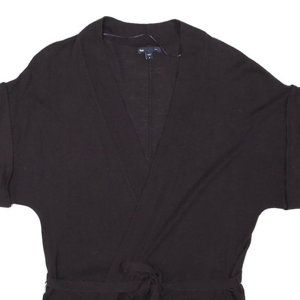 GAP Womens Black Plain Cotton Blend Wrap Jumper S Knitwear Lightweight Stylish