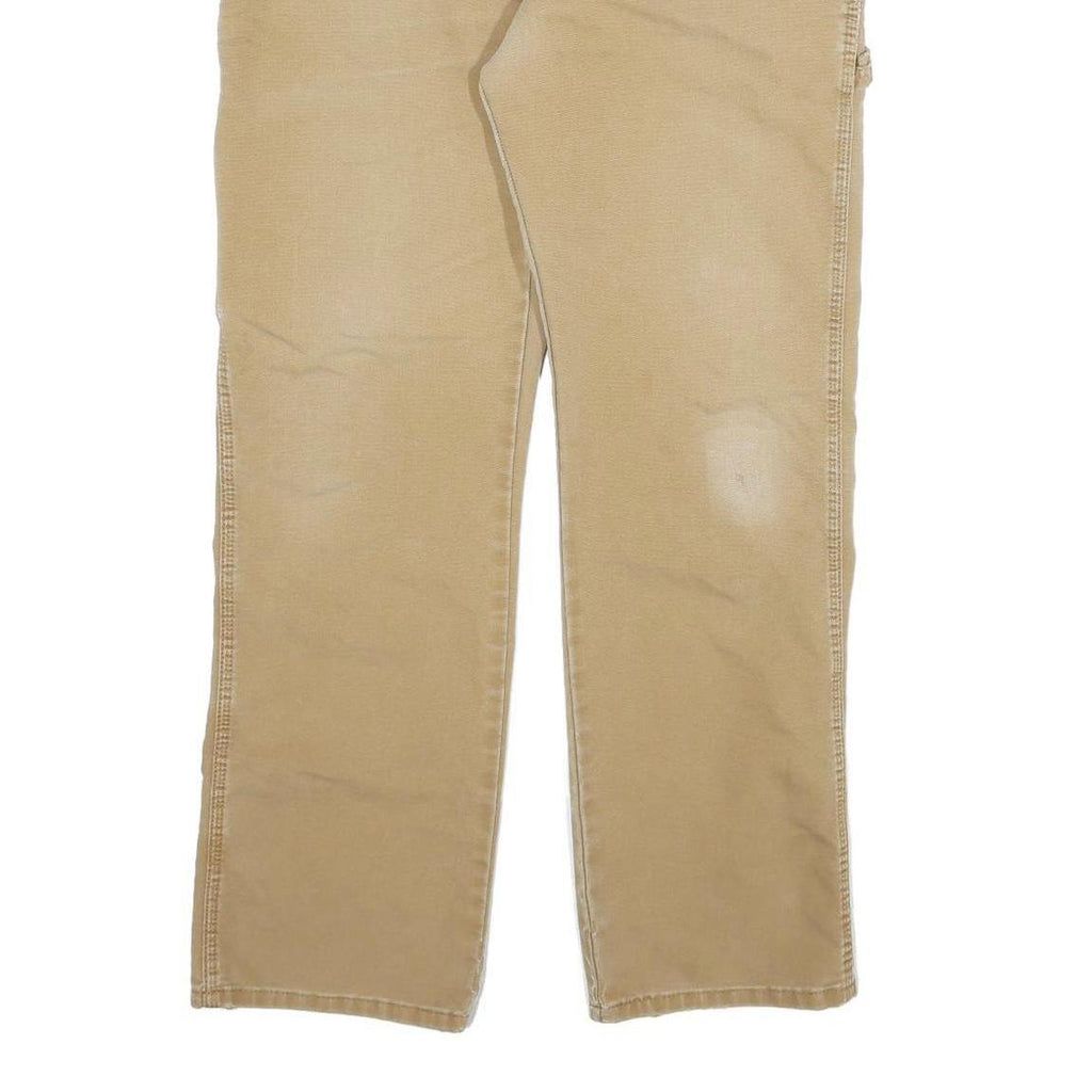 DICKIES Mens Cotton Blend Beige Regular Fit Straight Leg Trousers W36 L30