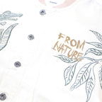 DESIGUAL Mens White Cotton Button Jacket M Plain Nature Print Casual Stylish