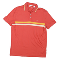 CALVIN KLEIN Mens Red & Yellow Stripe Short Sleeve Polo Shirt M Cotton Casual