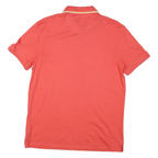 CALVIN KLEIN Mens Red & Yellow Stripe Short Sleeve Polo Shirt M Cotton Casual