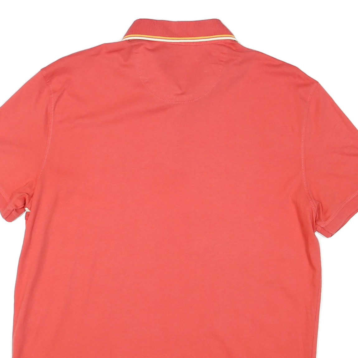 CALVIN KLEIN Mens Red & Yellow Stripe Short Sleeve Polo Shirt M Cotton Casual