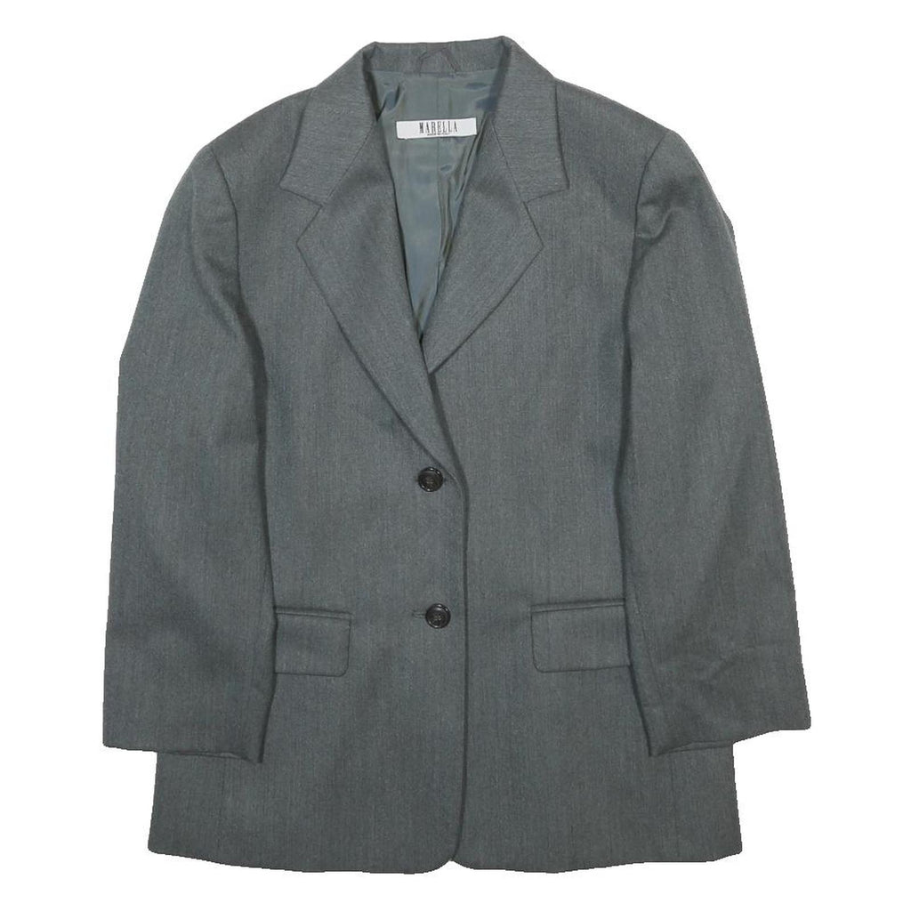 MARELLA Womens Grey Wool Button Jacket UK 14 Tailored Classic Formal