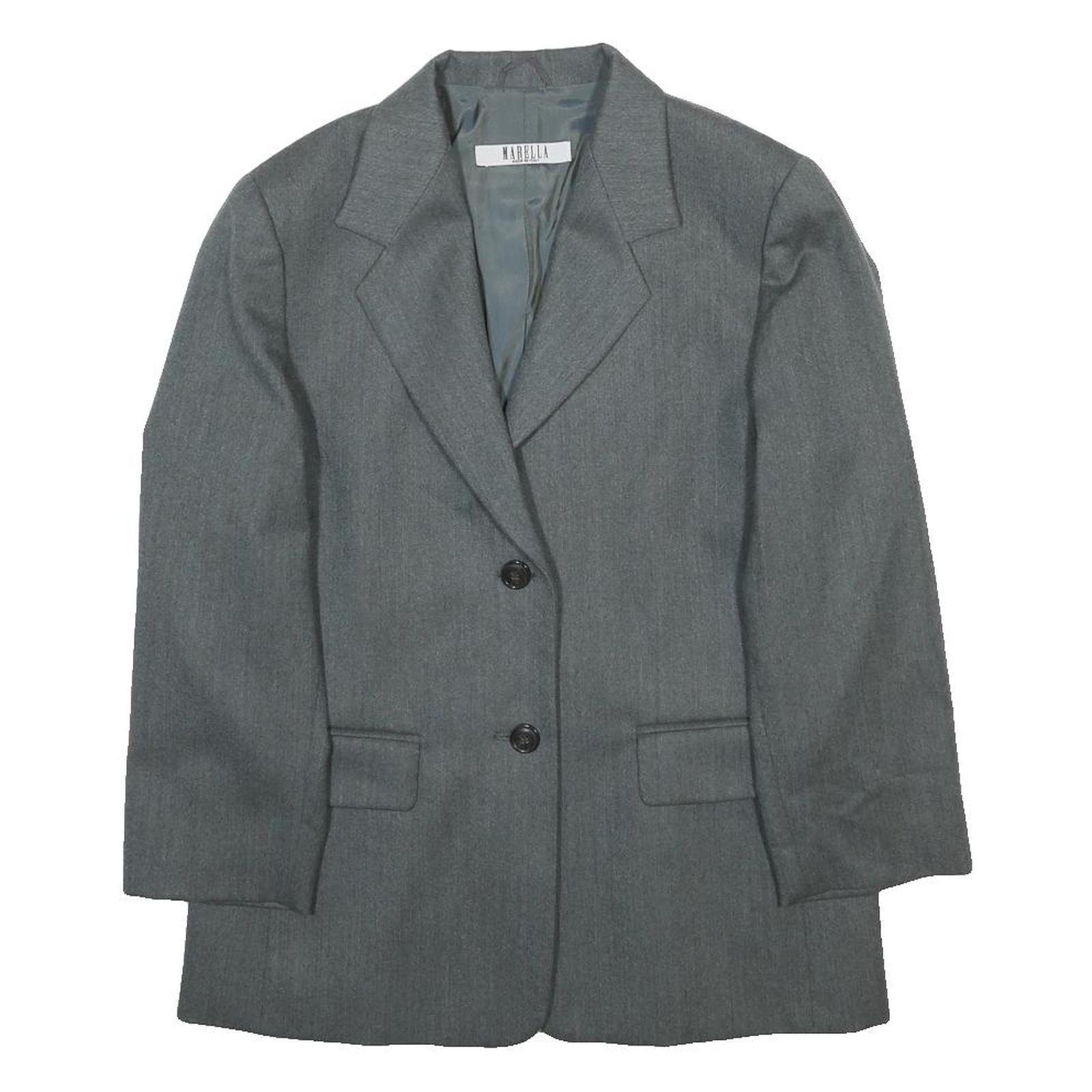 MARELLA Womens Grey Wool Button Jacket UK 14 Tailored Classic Formal