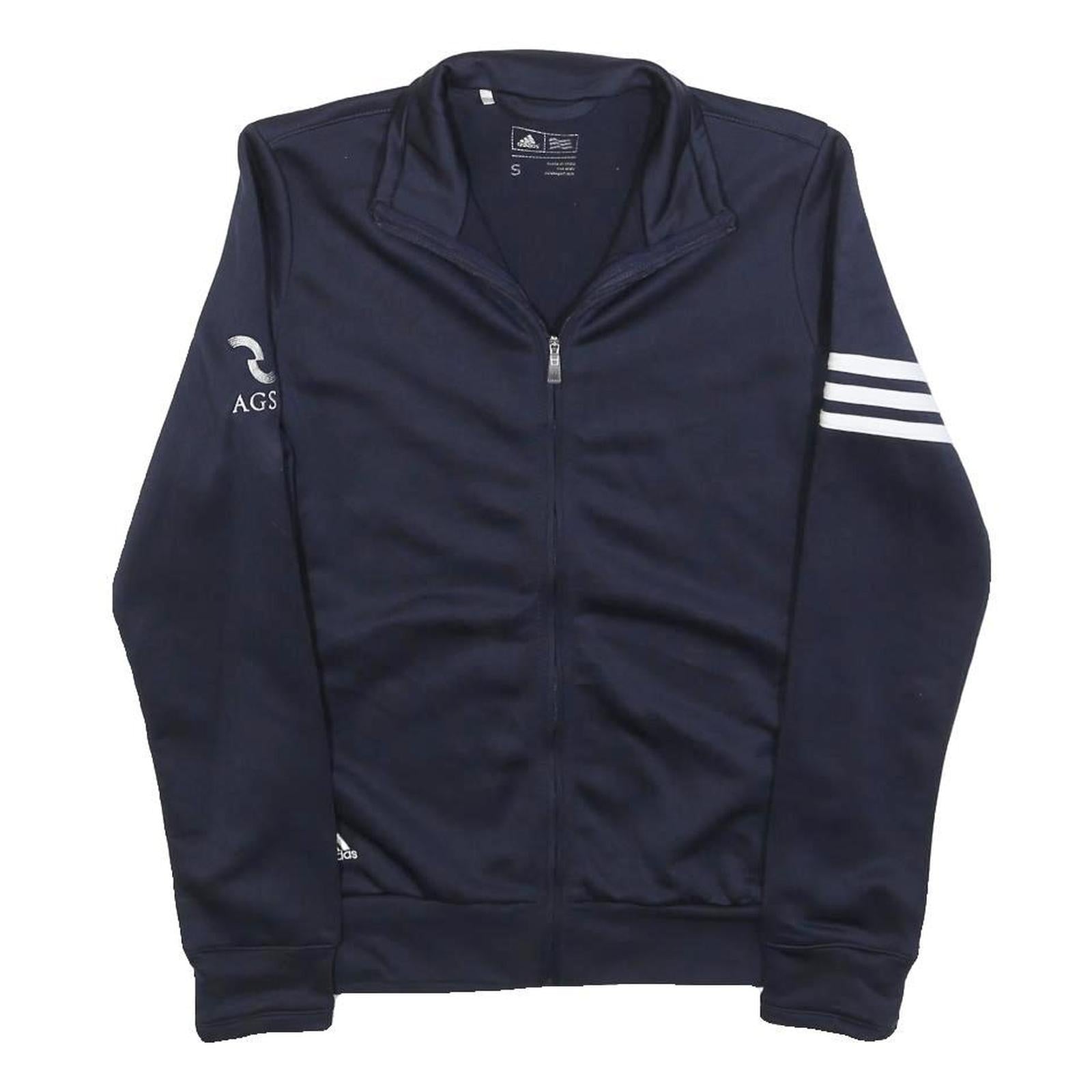 ADIDAS Mens Navy Blue Zip Jacket S Polyester Blend Athletic Casual Sportswear