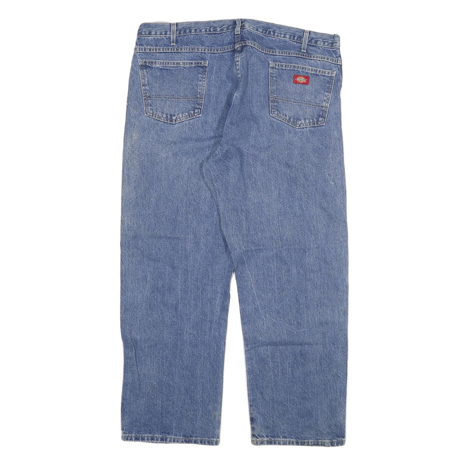 DICKIES Mens Jeans Blue Regular Straight Denim Medium W42 L30 Workwear Durable