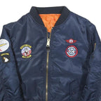 Boys Navy Flight Test Top Gun Patch Bomber Jacket 12Y Polyester Blend Zip