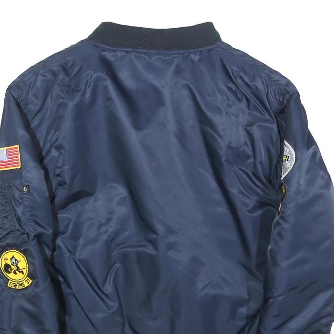 Boys Navy Flight Test Top Gun Patch Bomber Jacket 12Y Polyester Blend Zip