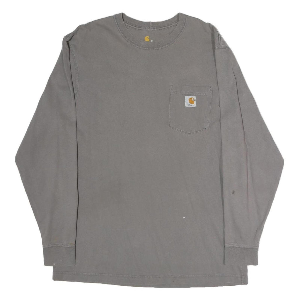 CARHARTT Mens Grey Long Sleeve Crew Neck Pocket T-Shirt M Cotton Casual