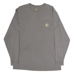 CARHARTT Mens Grey Long Sleeve Crew Neck Pocket T-Shirt M Cotton Casual