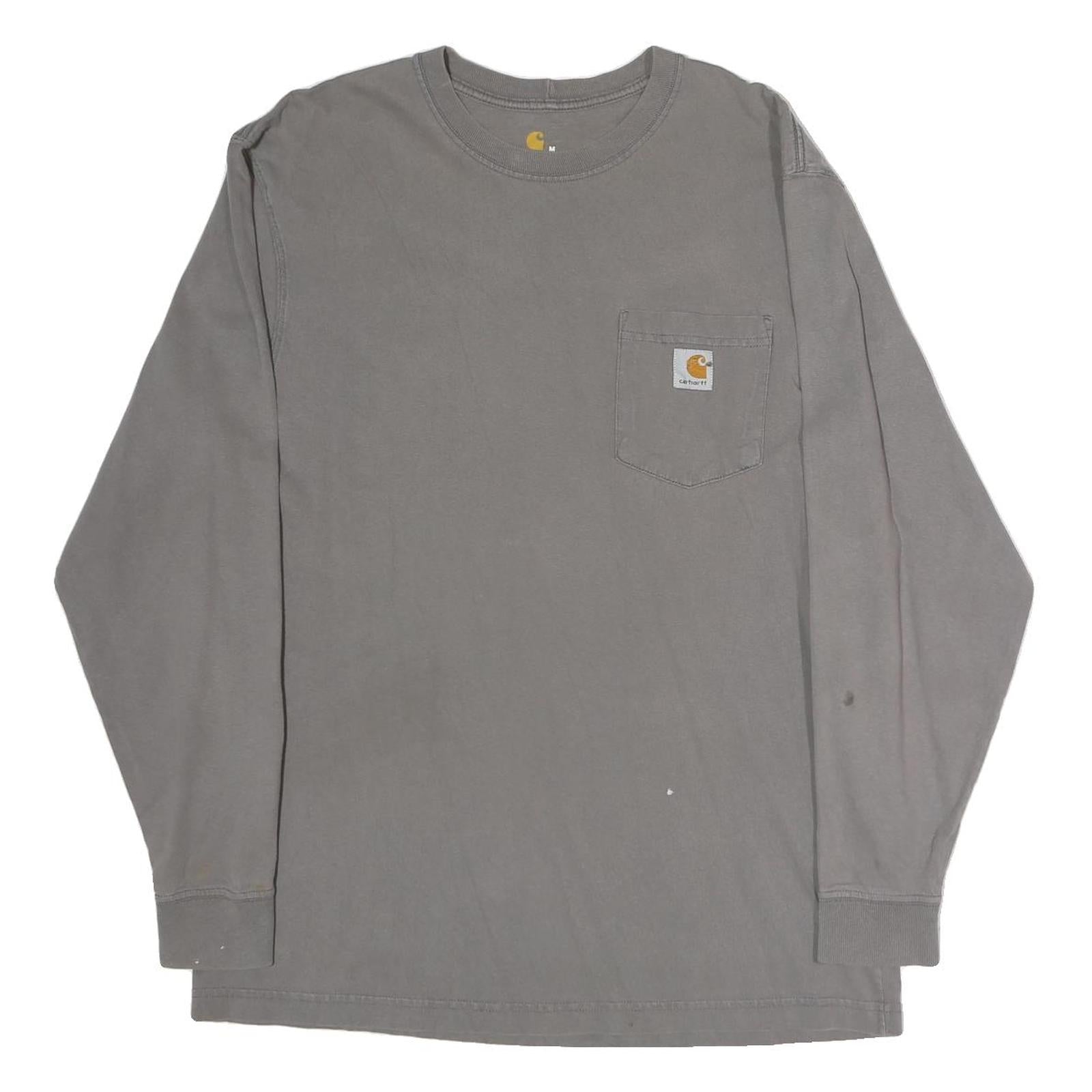CARHARTT Mens Grey Long Sleeve Crew Neck Pocket T-Shirt M Cotton Casual