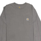 CARHARTT Mens Grey Long Sleeve Crew Neck Pocket T-Shirt M Cotton Casual