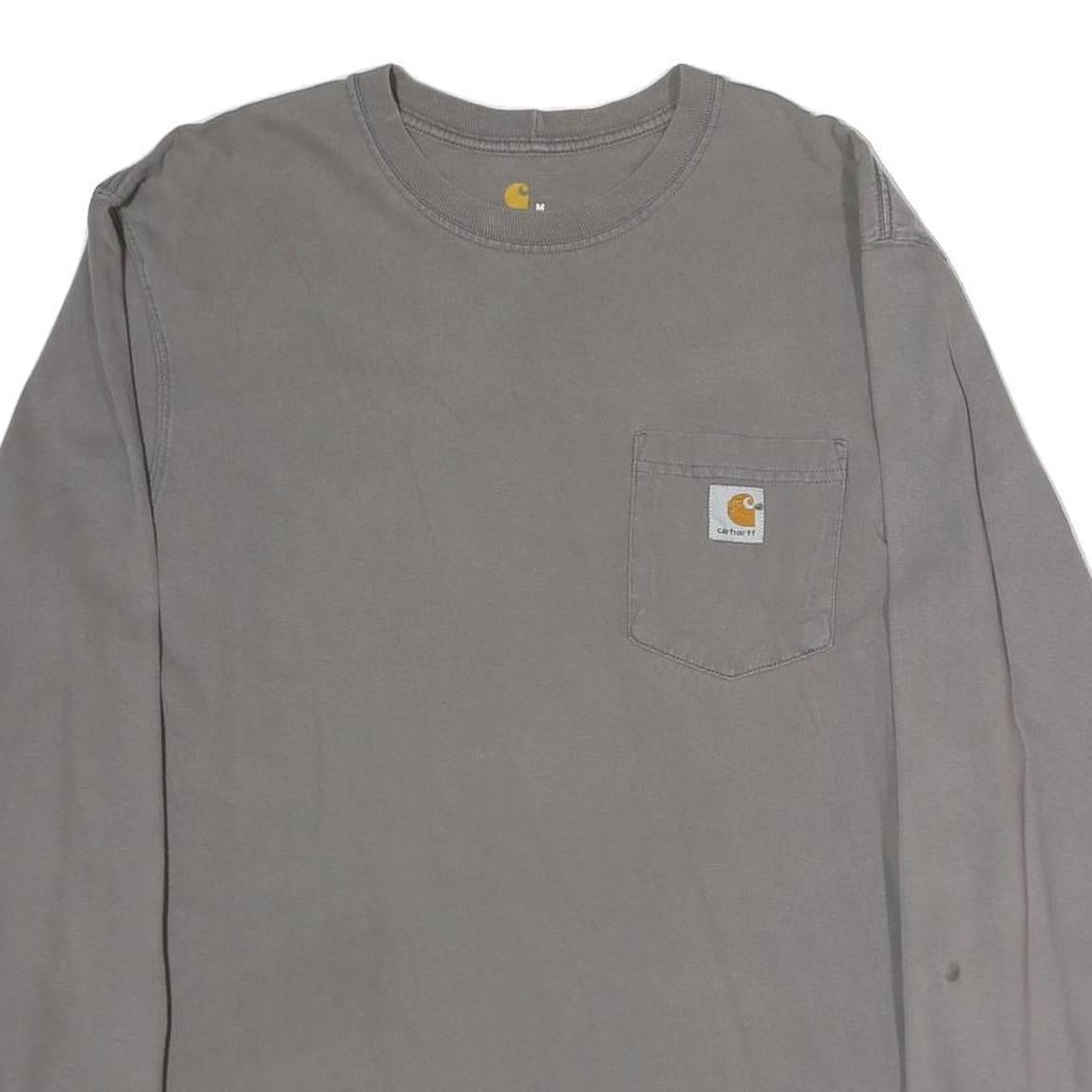 CARHARTT Mens Grey Long Sleeve Crew Neck Pocket T-Shirt M Cotton Casual